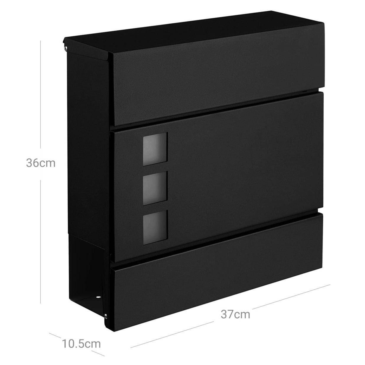 Helloshop26 - Boîte aux lettres moderne avec porte-journaux couvercle verrouillable facile à installer noir - Image 4