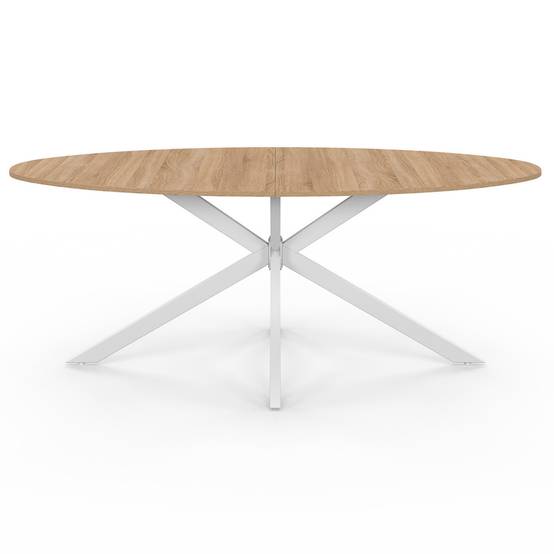 Table à manger ovale ALIX 10 personnes pied araignée bois et blanc 200 cm - Image 3