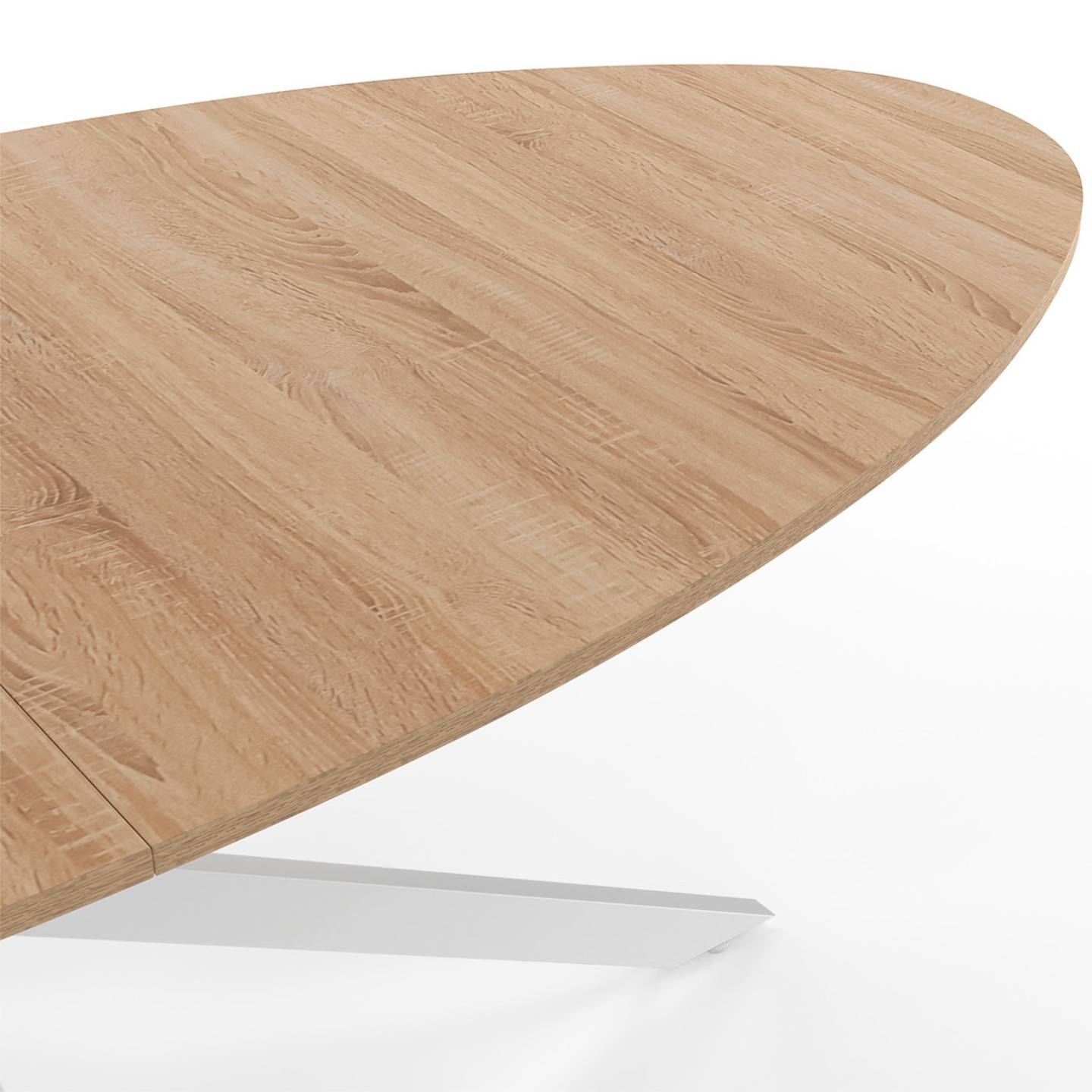 Table à manger ovale ALIX 10 personnes pied araignée bois et blanc 200 cm - Image 5