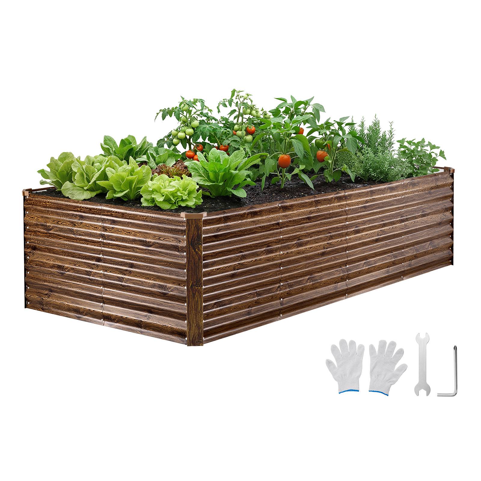 Vevor - VEVOR Carré Potager Surélevé Métal Rectangulaire 240x120x62 cm Aspect Bois Foncé - Image 1