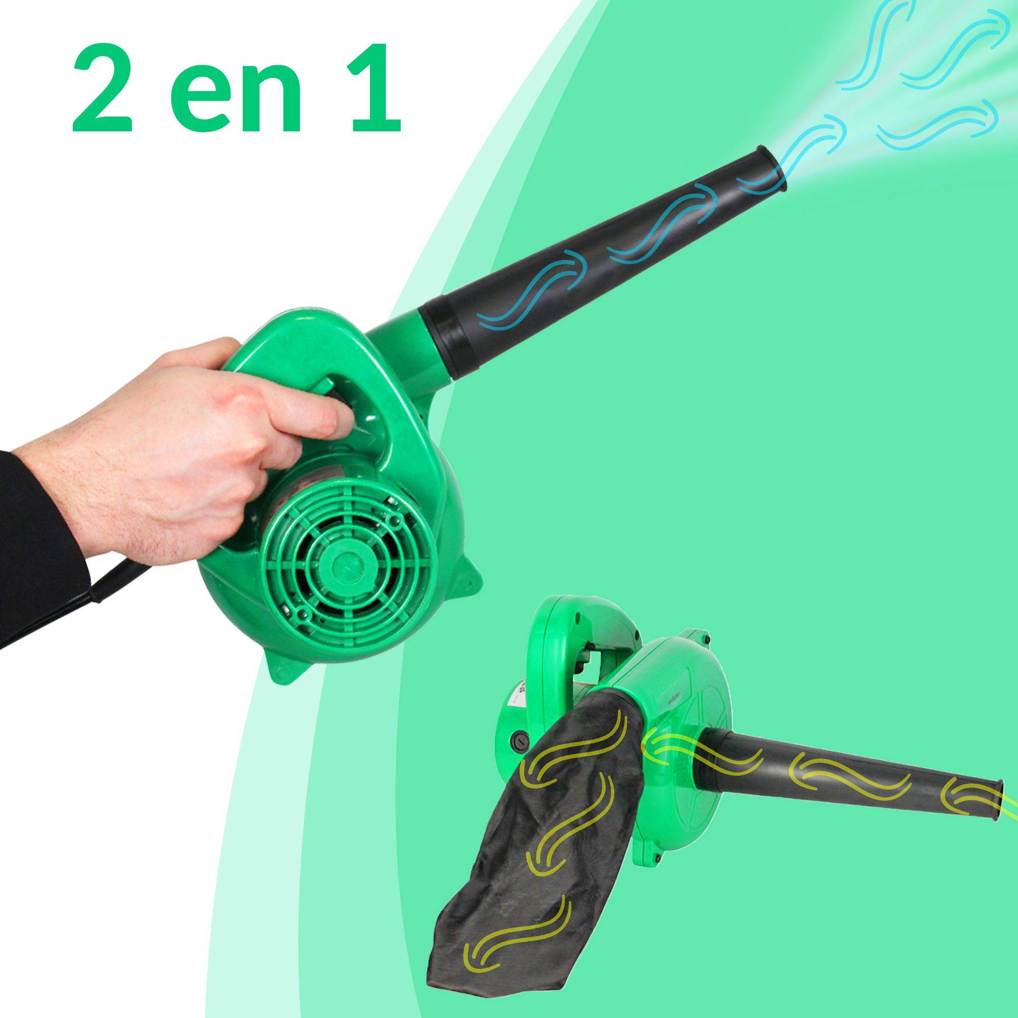 Mini Souffleur de Feuilles Electrique Sac de récupération Longueur du Câble 180cm Compact, Pratique et Léger Jardin - Image 4