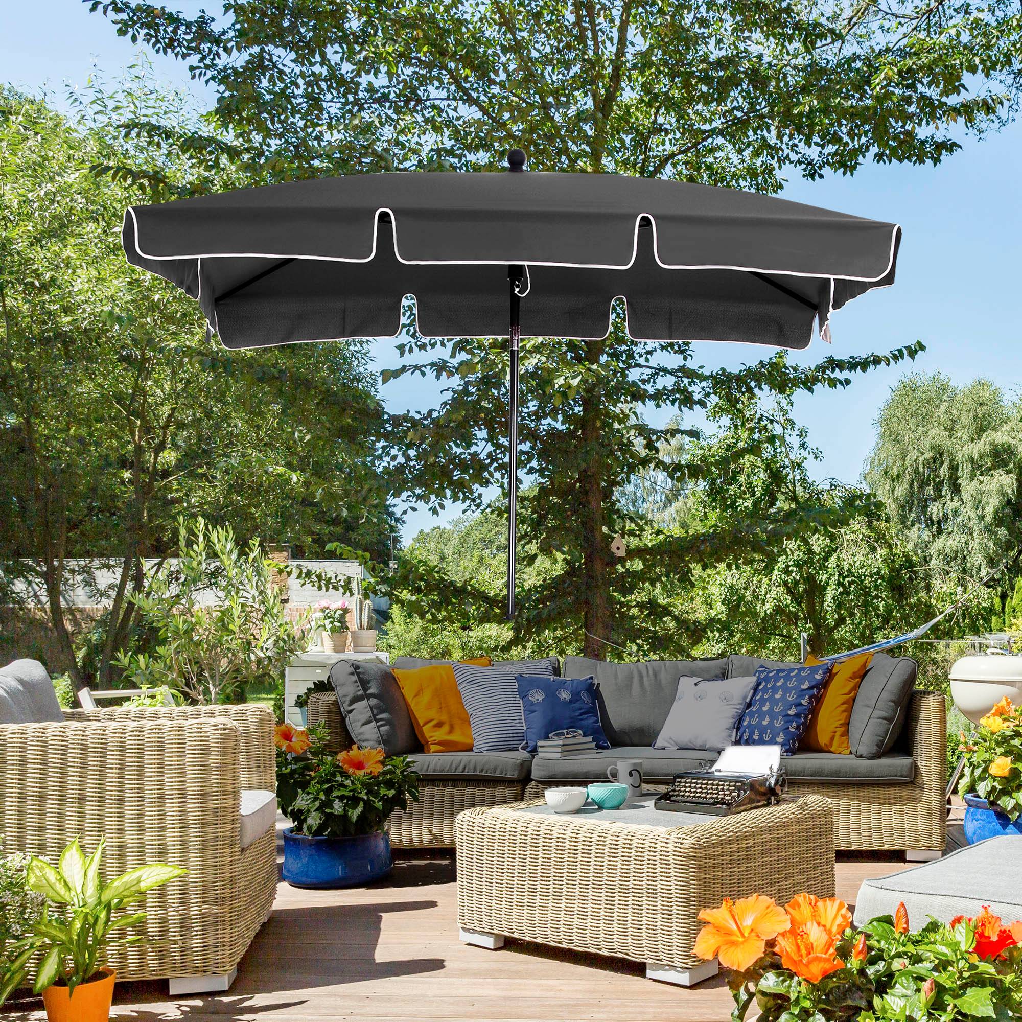 ComfortXL - Parasol droit rectangulaire aluminium jardin terrasse inclinable anti-UV 198x130cm gris - ComfortXL Outdoor Living - Image 3