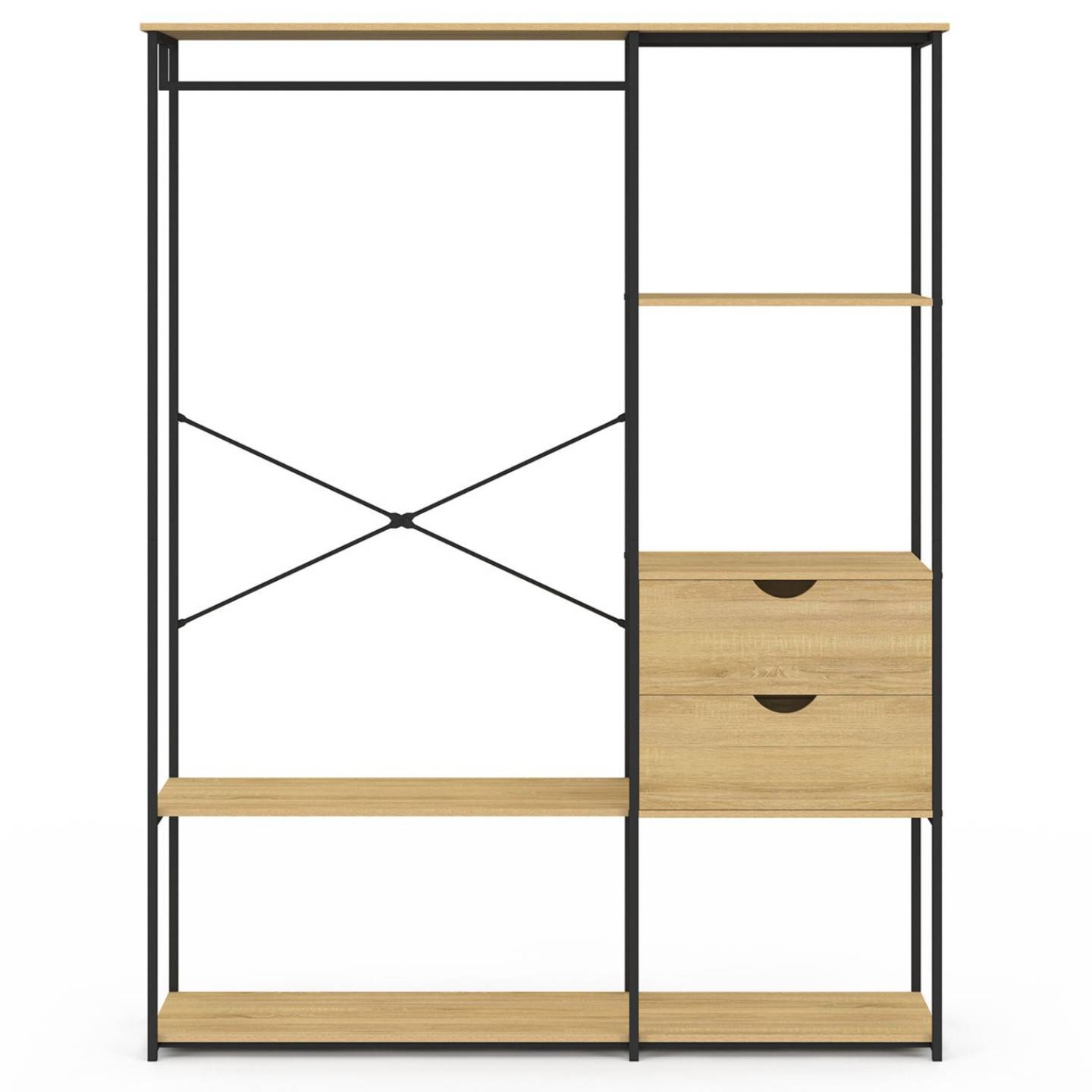 Dressing penderie avec étagères et 2 tiroirs L. 130 cm DETROIT design industriel - Image 3