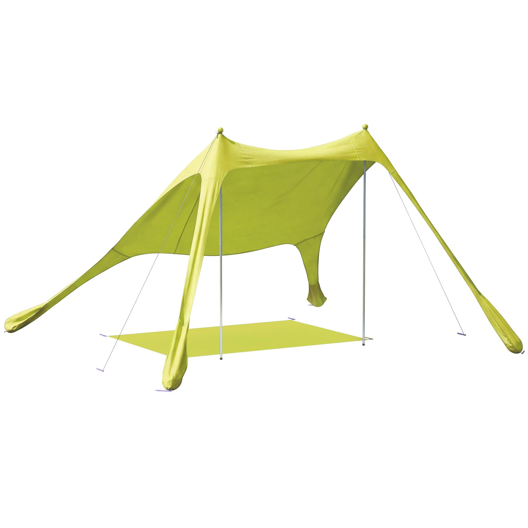 Tente verte de plage pliable tapis de sol UPF50+ poteaux aluminium pelle piquets sac, bord de mer - Image 2