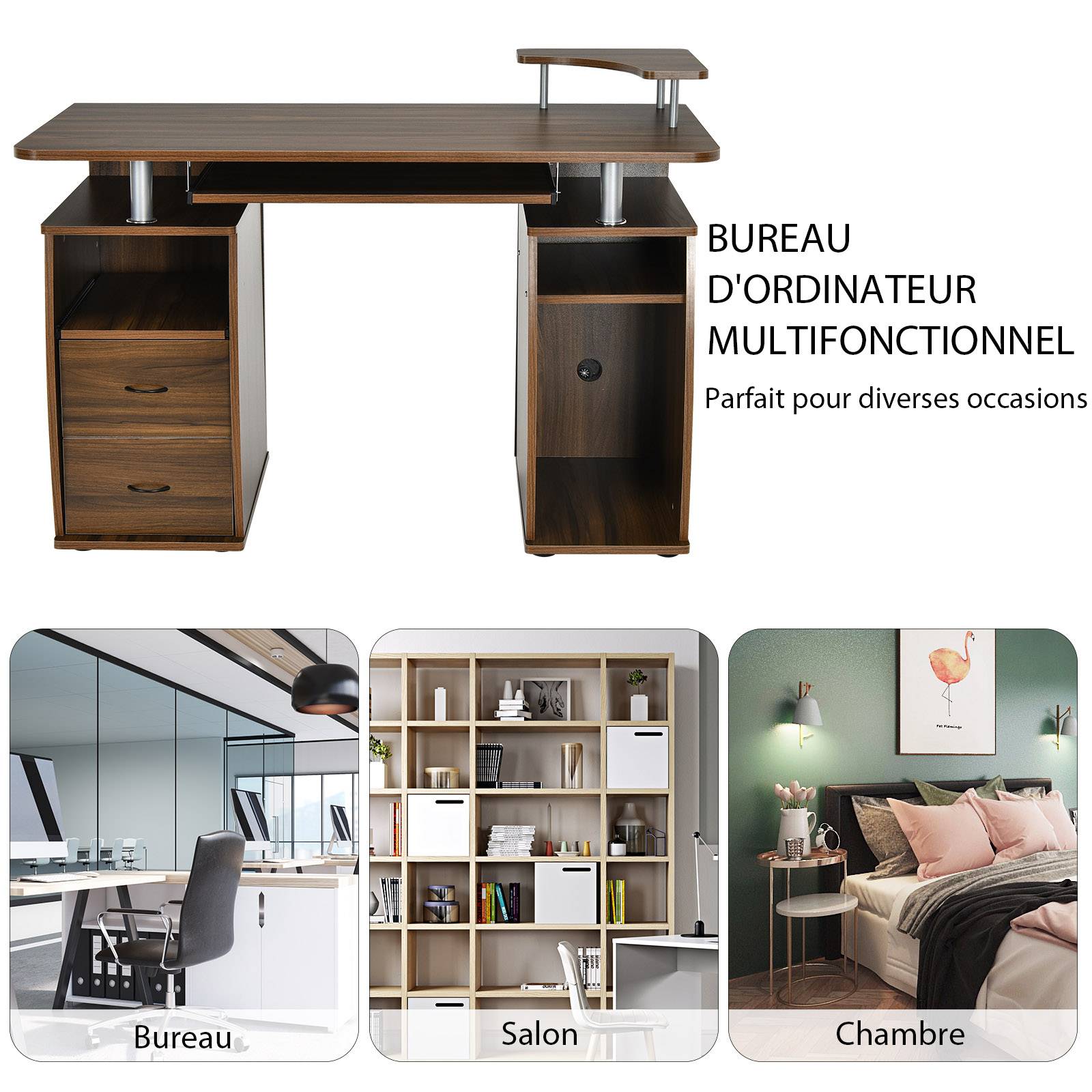 bureau informatique table de bureau en mdf pour ordinateur multi ...