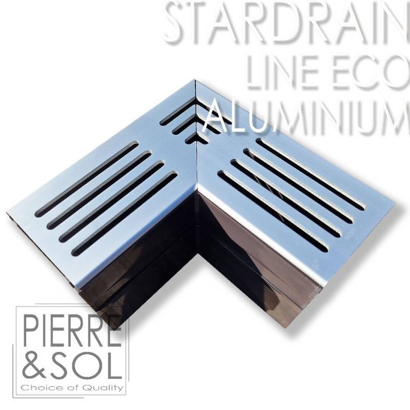 Caniveau étroit 6,5 cm Grille aluminium - StarDrain - LINE ECO -       Élément d'angle - Image 1