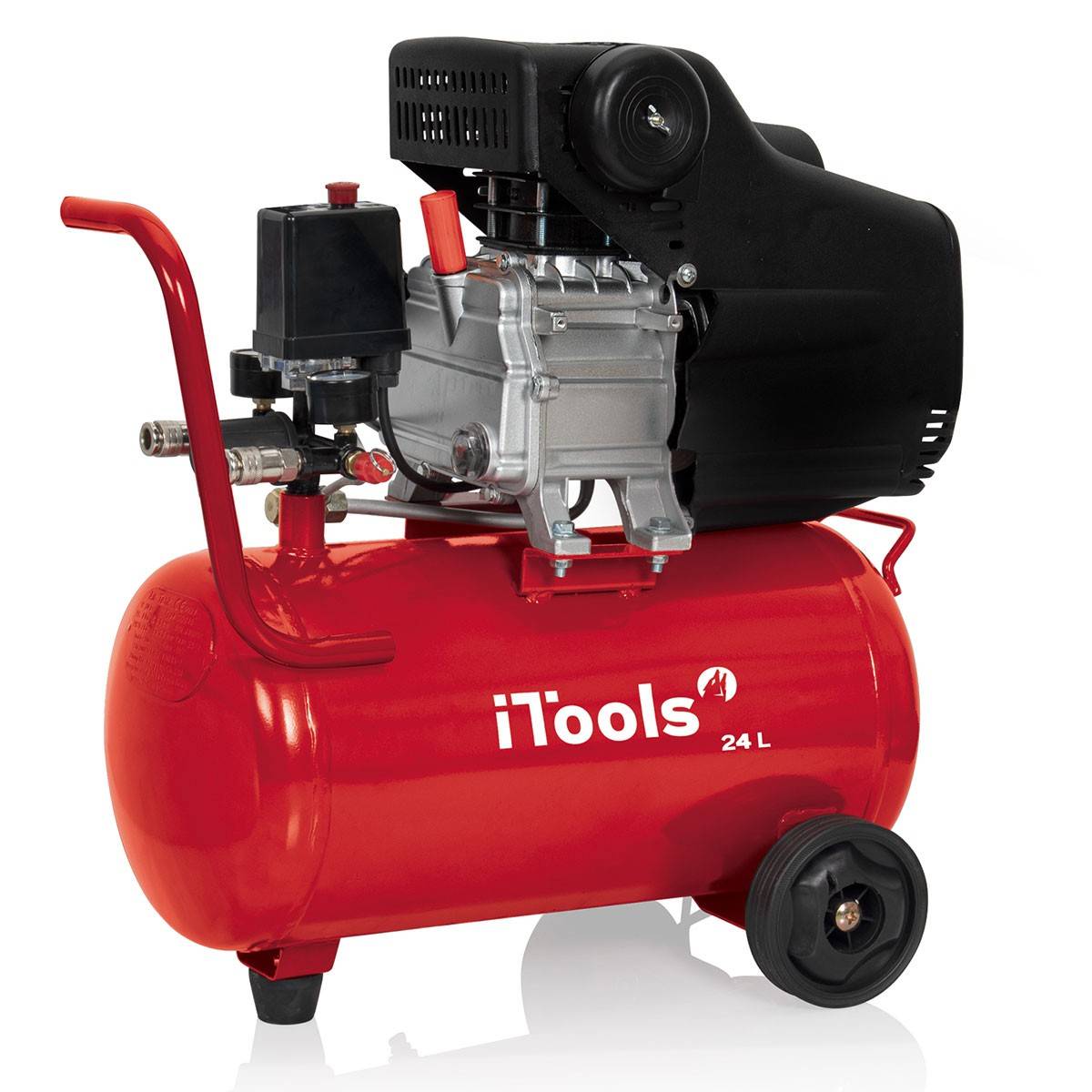 Compresseur d'air 24L 8 bar 2CV 1.5KW 115 PSI + Kit Air comprimé 5 Pièces ITOOLS - Image 2