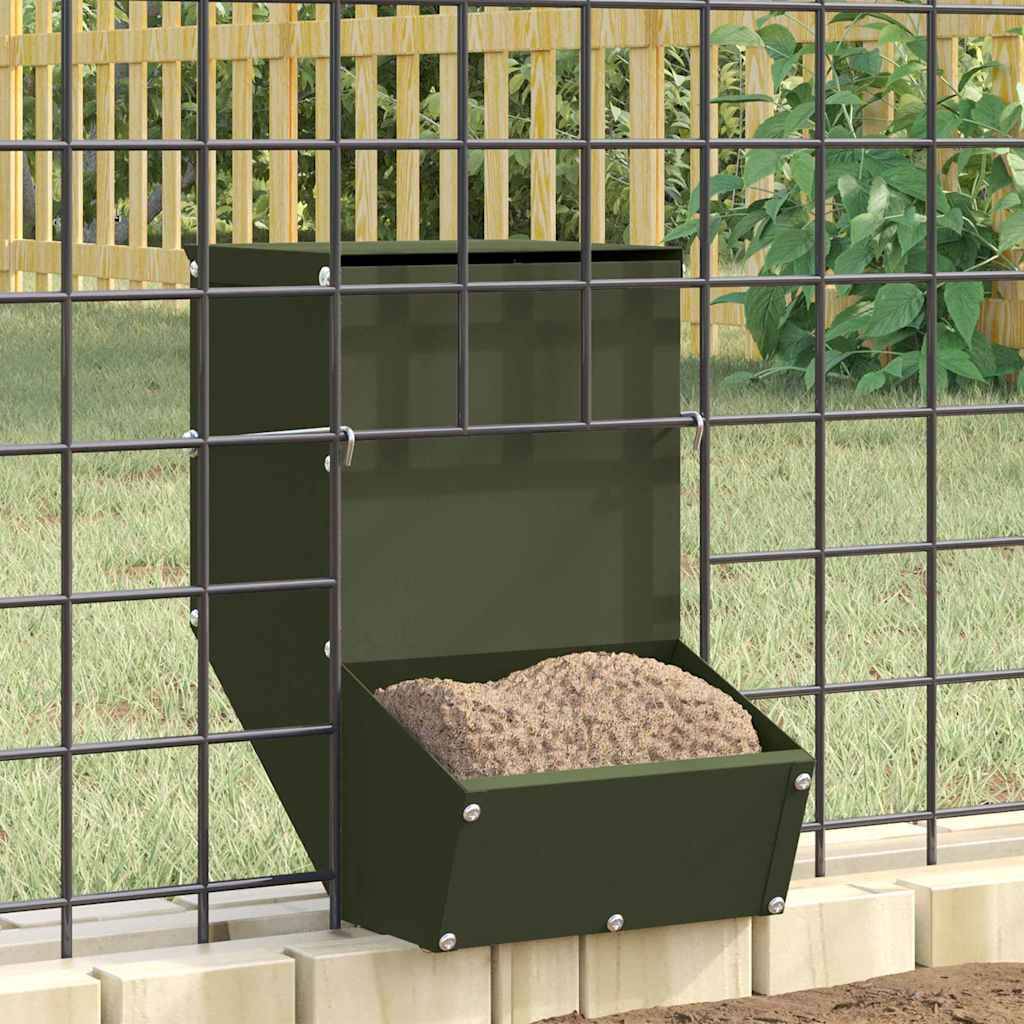 Distributeur Graines Lapin Métal 1,5kg Solide Vert Olive - ComfortXL Outdoor Living - Image 1