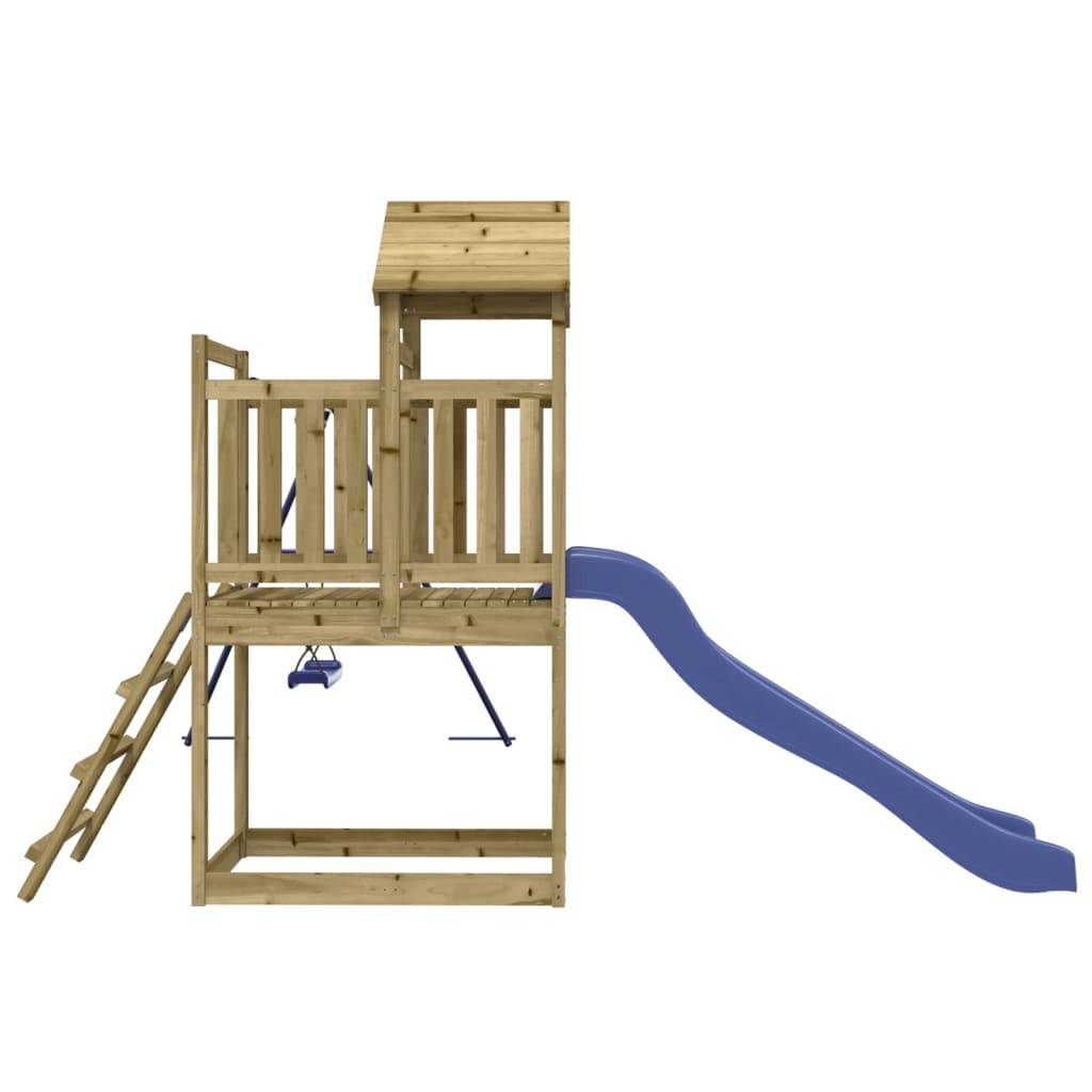 Helloshop26 - Aire de jeux d'extérieur balançoires toboggan portiques robuste jeux jardin242 x 379 x 214 cm bois de pin imprégné - Image 4