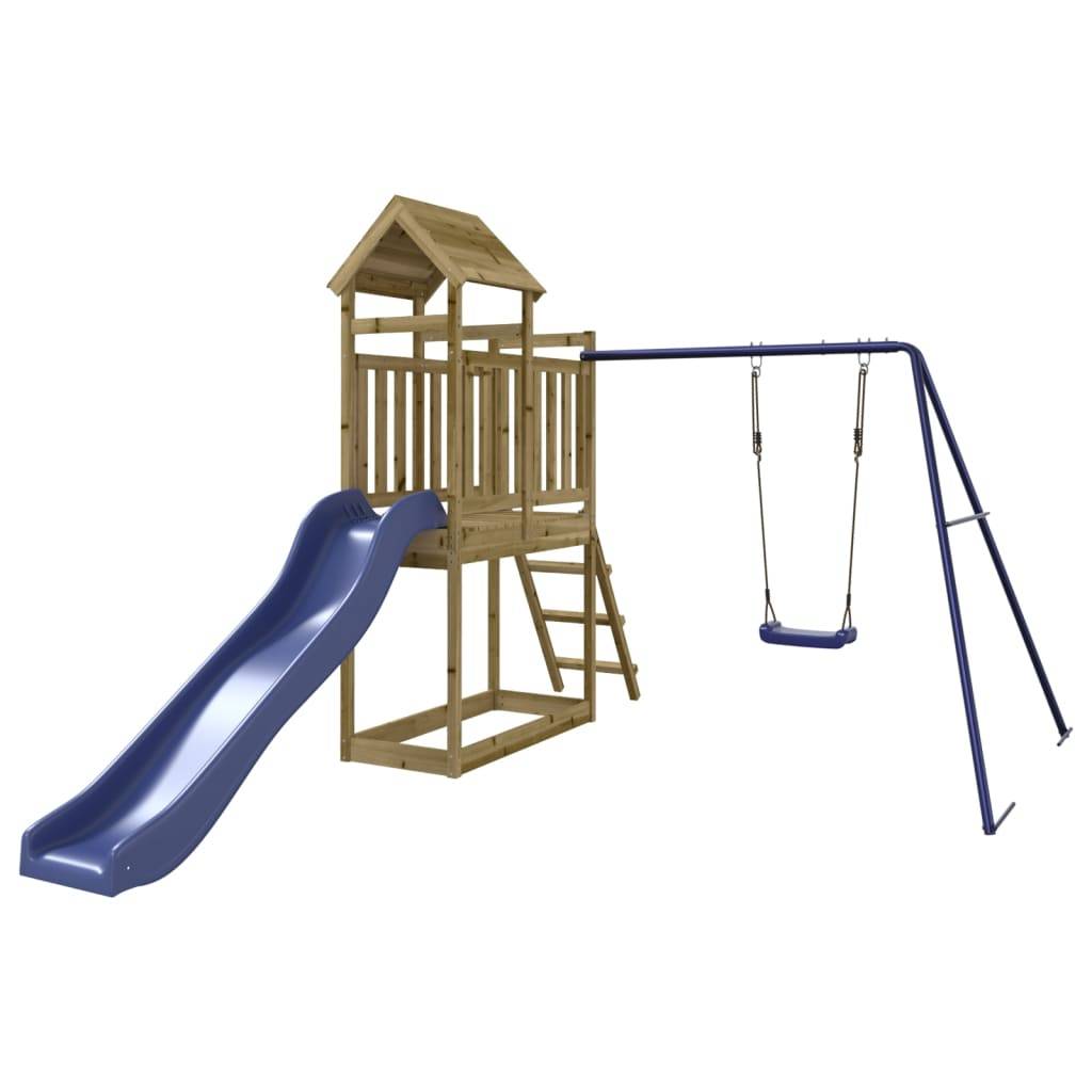 Helloshop26 - Aire de jeux d'extérieur balançoires toboggan portiques robuste jeux jardin242 x 379 x 214 cm bois de pin imprégné - Image 2