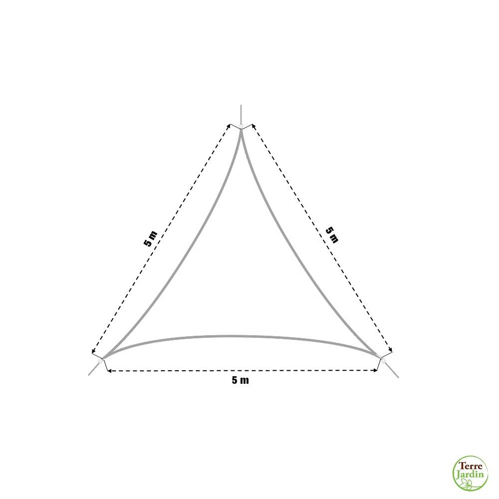 Terre Jardin - Voile d'ombrage triangulaire 5 mètres Taupe - Image 3