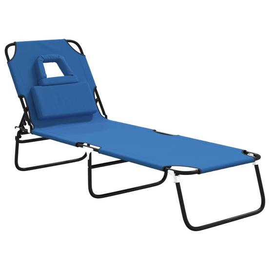 Maison Chic - Bain de soleil pliante - Transat - Chaise longue bleu tissu oxford acier enduit de poudre - MEUBLE PRO - Image 1