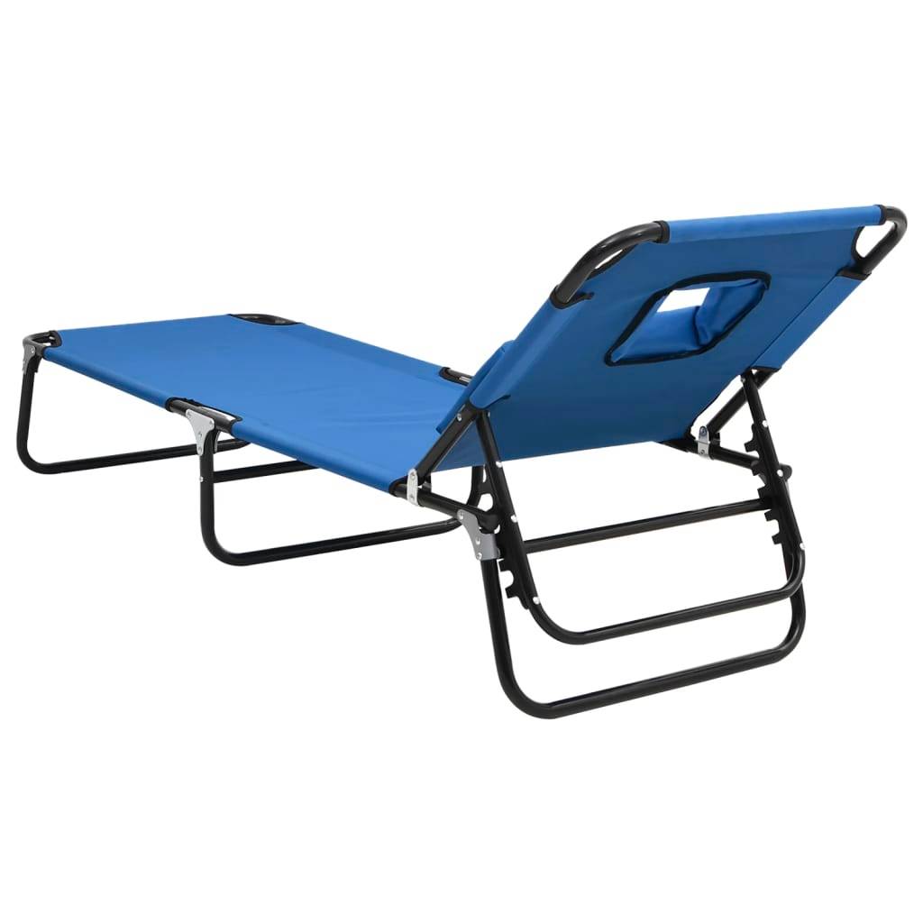 Maison Chic - Bain de soleil pliante - Transat - Chaise longue bleu tissu oxford acier enduit de poudre - MEUBLE PRO - Image 5
