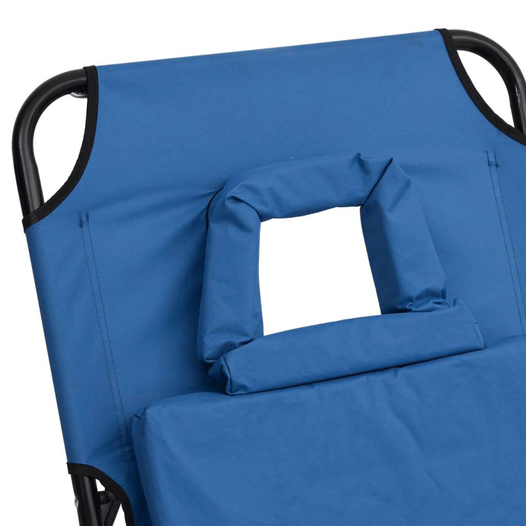 Maison Chic - Bain de soleil pliante - Transat - Chaise longue bleu tissu oxford acier enduit de poudre - MEUBLE PRO - Image 8