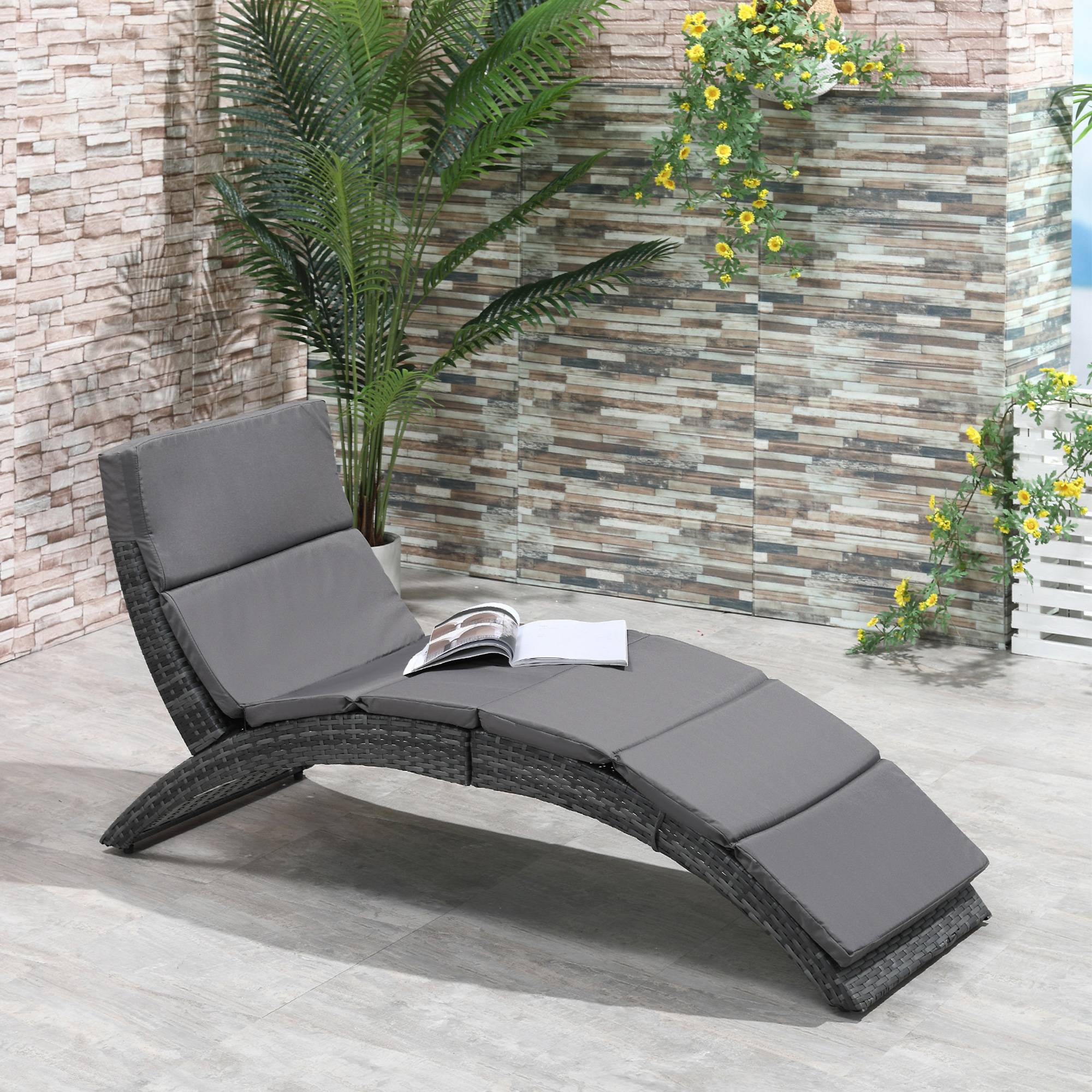 Outsunny - Bain de soleil design contemporain - matelas grand confort inclus - résine tressée gris - Outsunny - Image 2