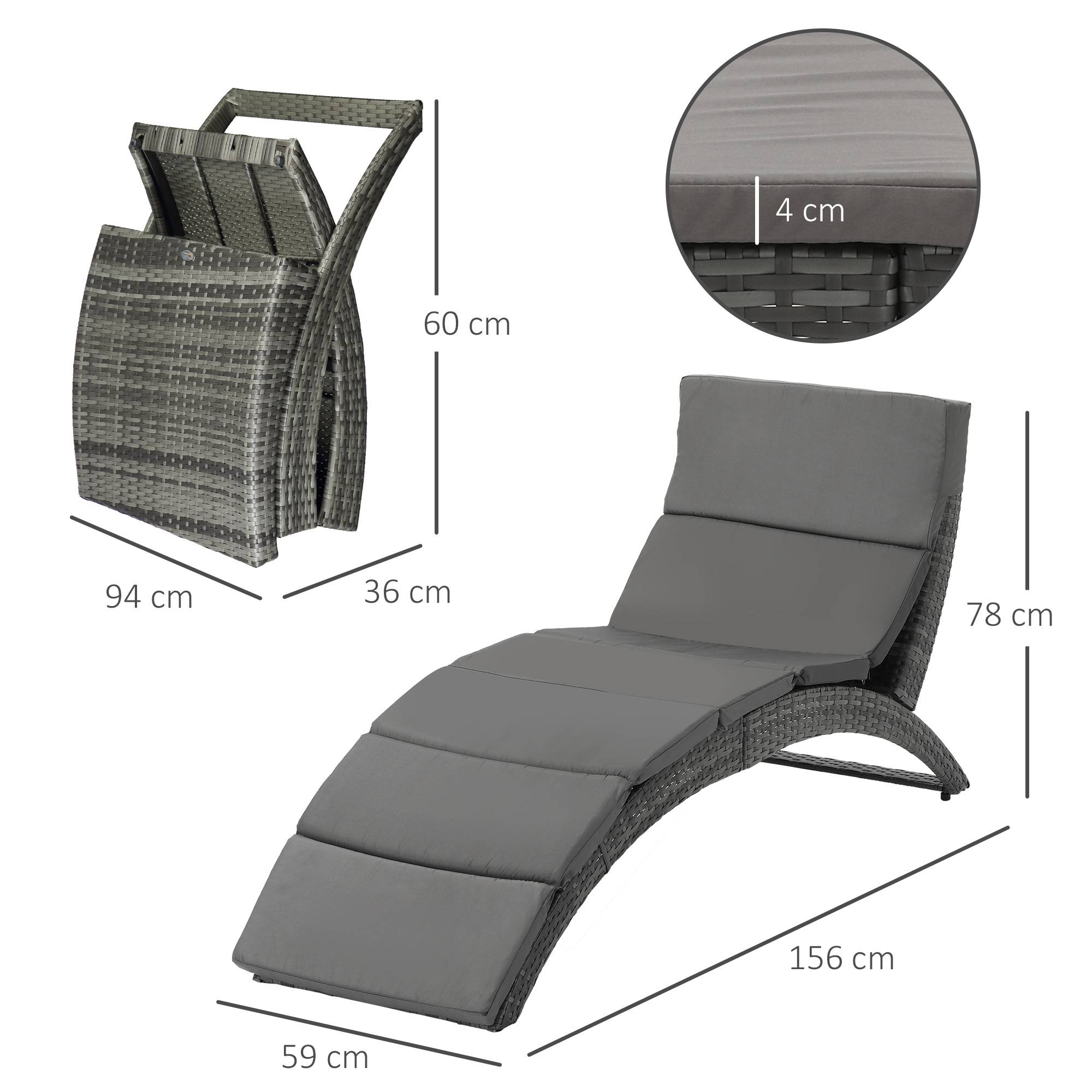 Outsunny - Bain de soleil design contemporain - matelas grand confort inclus - résine tressée gris - Outsunny - Image 3