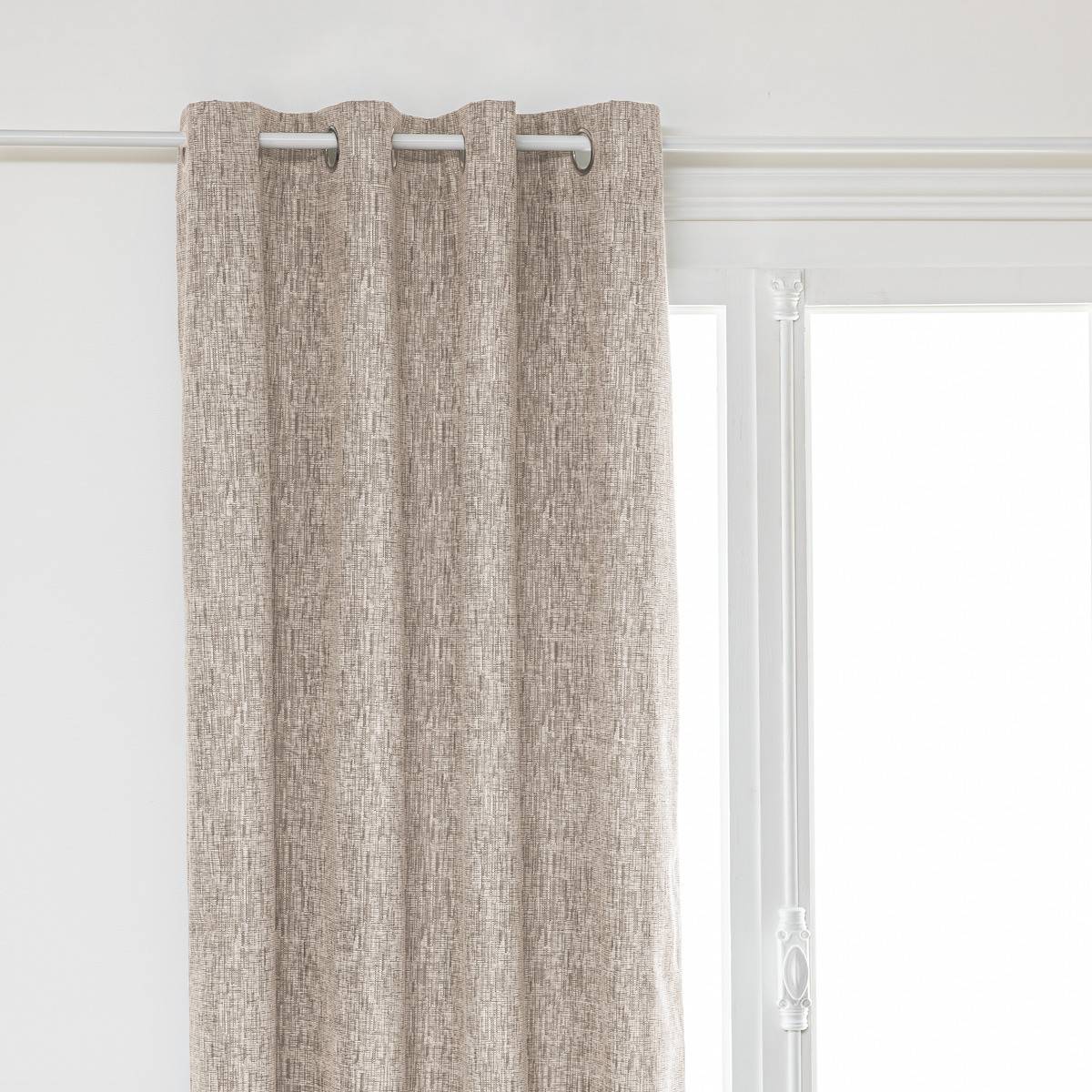 Atmosphera - Lot de 2 Rideaux à œillets Occultant Jacquard Beige Lin 140 x 260 cm - Image 2