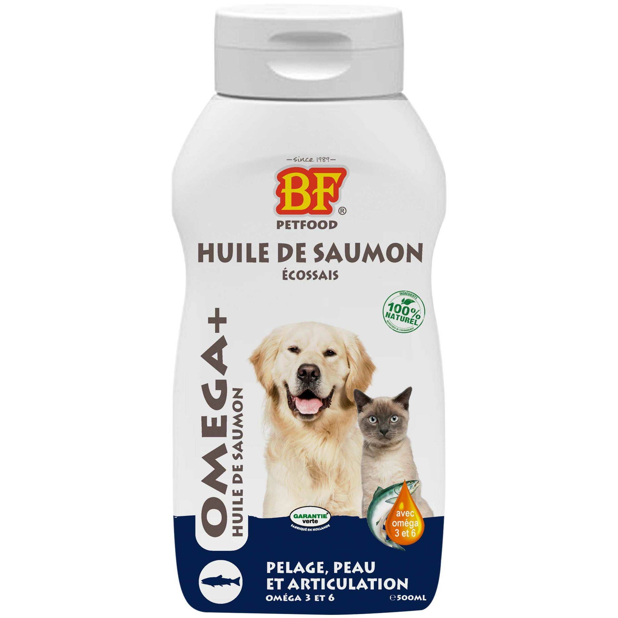 Huile de saumon pour chien et chat Biofood : 500ml BIOFOOD