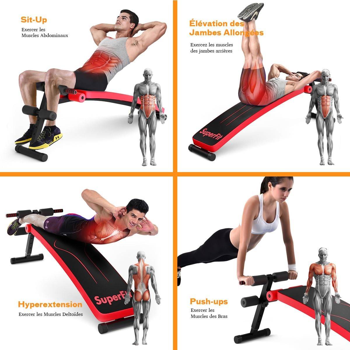 Banc De Musculation Pliable Inclinable - 7 Positions Pour Abdos, Développé Couché, Fitness à Domicile