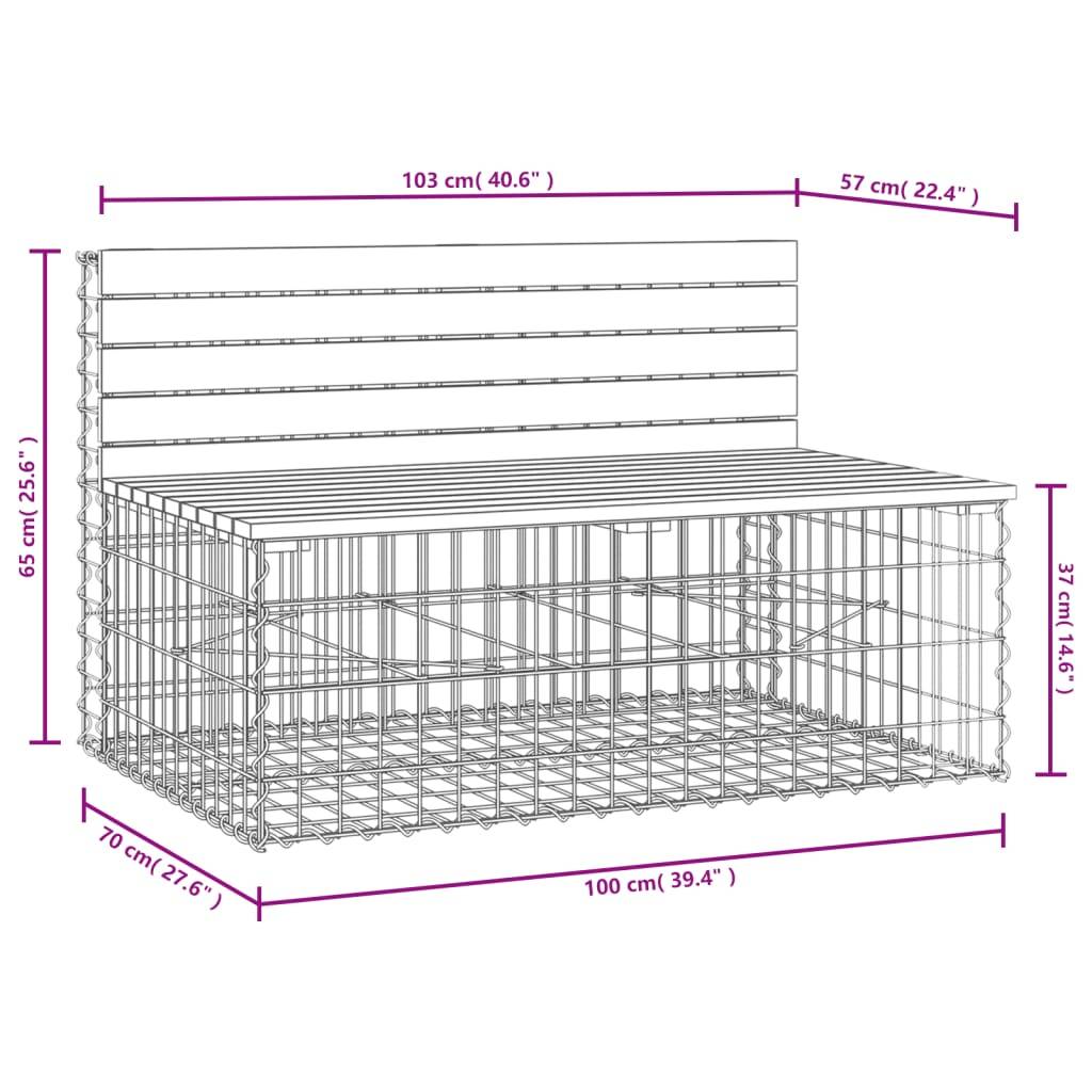 Maison Chic - Banc de jardin - Banc d'extérieur - Banquette design gabion 103x70x65cm bois massif de douglas - Image 8