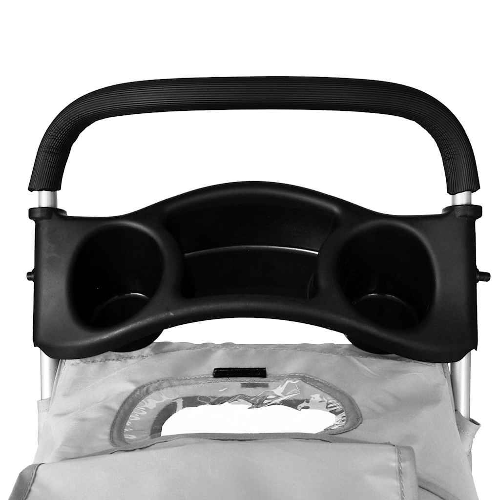 Poussette pour animaux acier et polyester gris 80 x 37 x 99 cm - PANGIVO - Image 4
