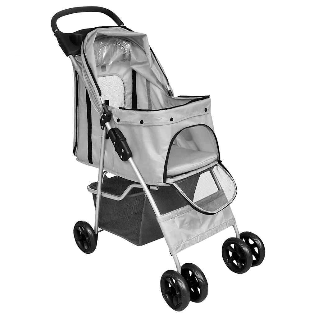 Poussette pour animaux acier et polyester gris 80 x 37 x 99 cm - PANGIVO - Image 2