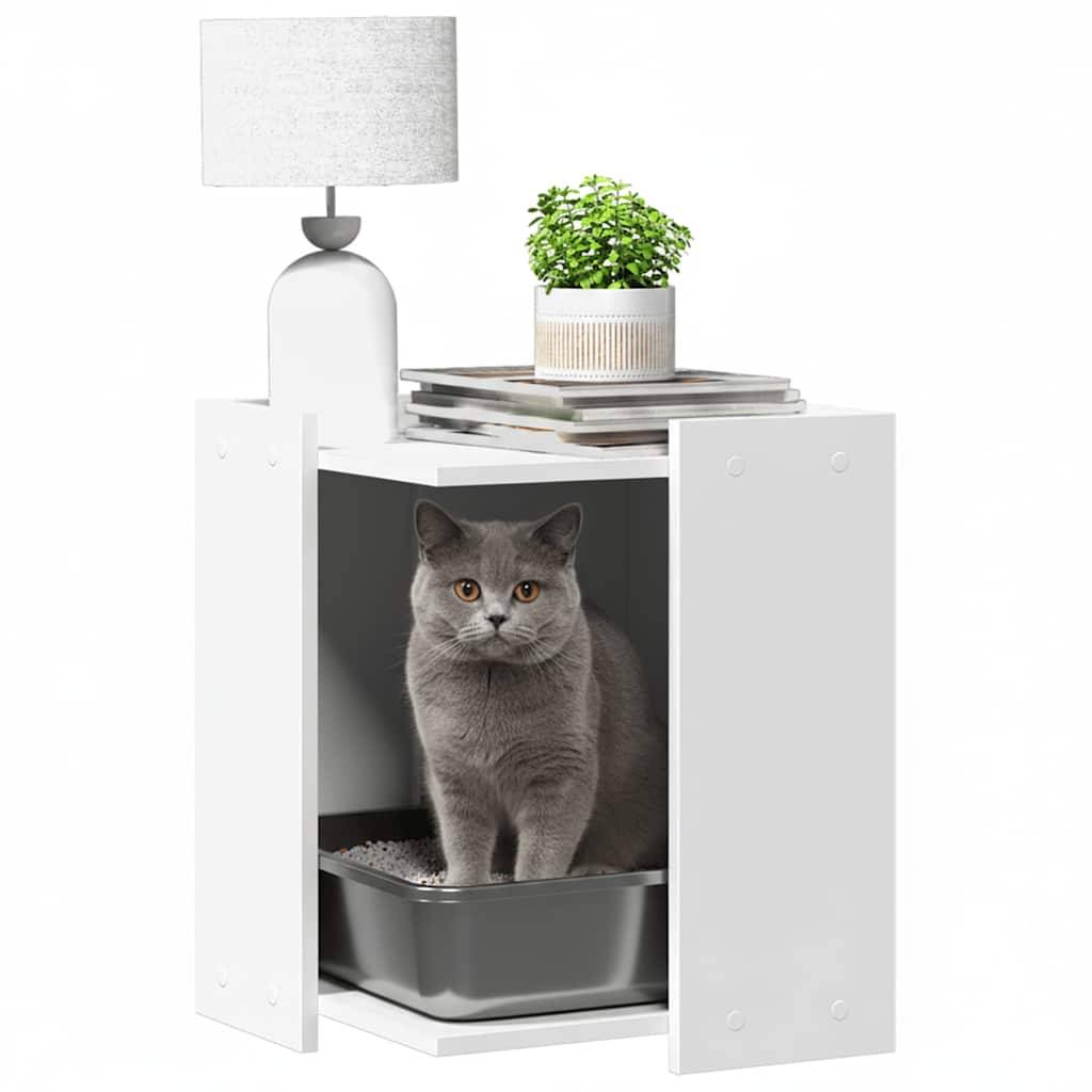 Vidaxl - Meuble de bac à litière pour chat blanc bois d'ingénierie vidaXL 857742 - Image 4