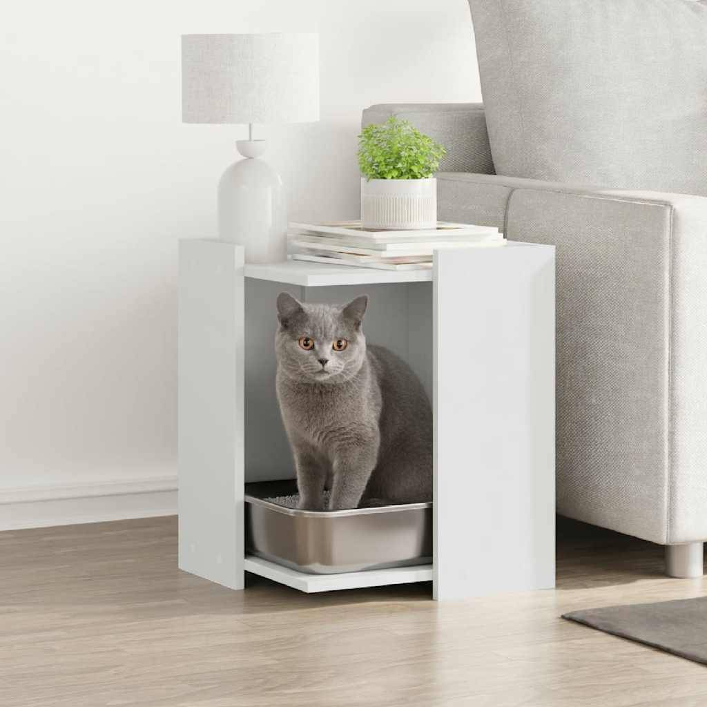 Vidaxl - Meuble de bac à litière pour chat blanc bois d'ingénierie vidaXL 857742 - Image 1