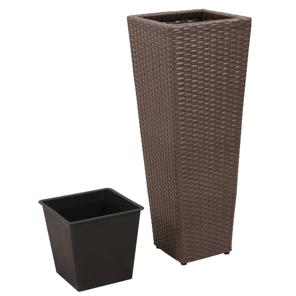 Jardinière lit surélevé plantes fleurs jardin 3 pcs résine tressée marron - Image 3
