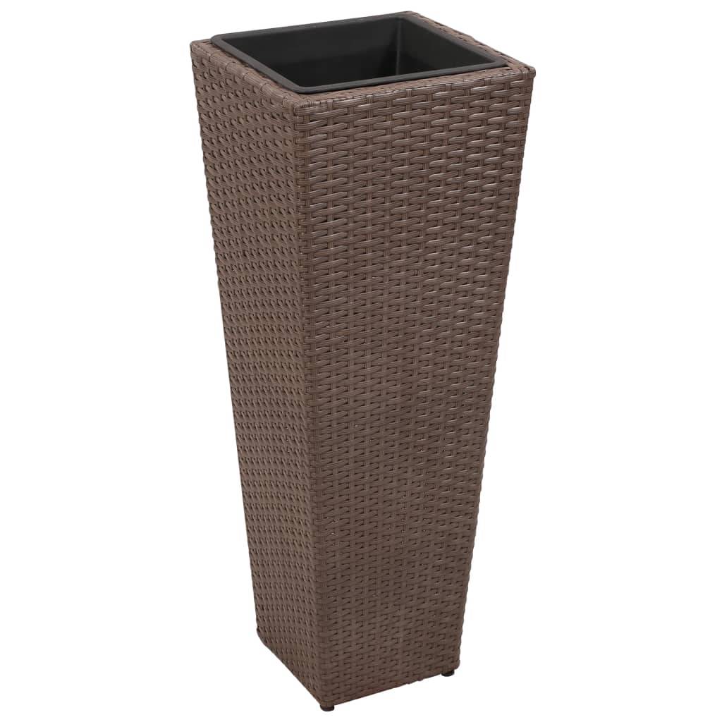 Jardinière lit surélevé plantes fleurs jardin 3 pcs résine tressée marron - Image 4
