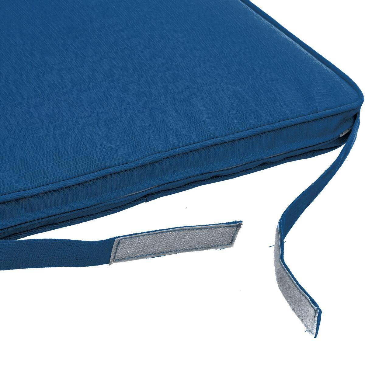 Hesperide - Galette de chaise à scratch "Korai" bleu indigo 40x40x4cm en polyester Hespéride - Image 4