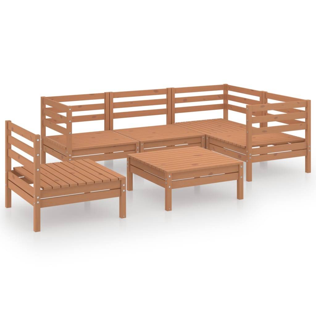 Helloshop26 - Salon de jardin meuble d'extérieur ensemble de mobilier 6 pièces bois de pin massif marron miel - Image 1