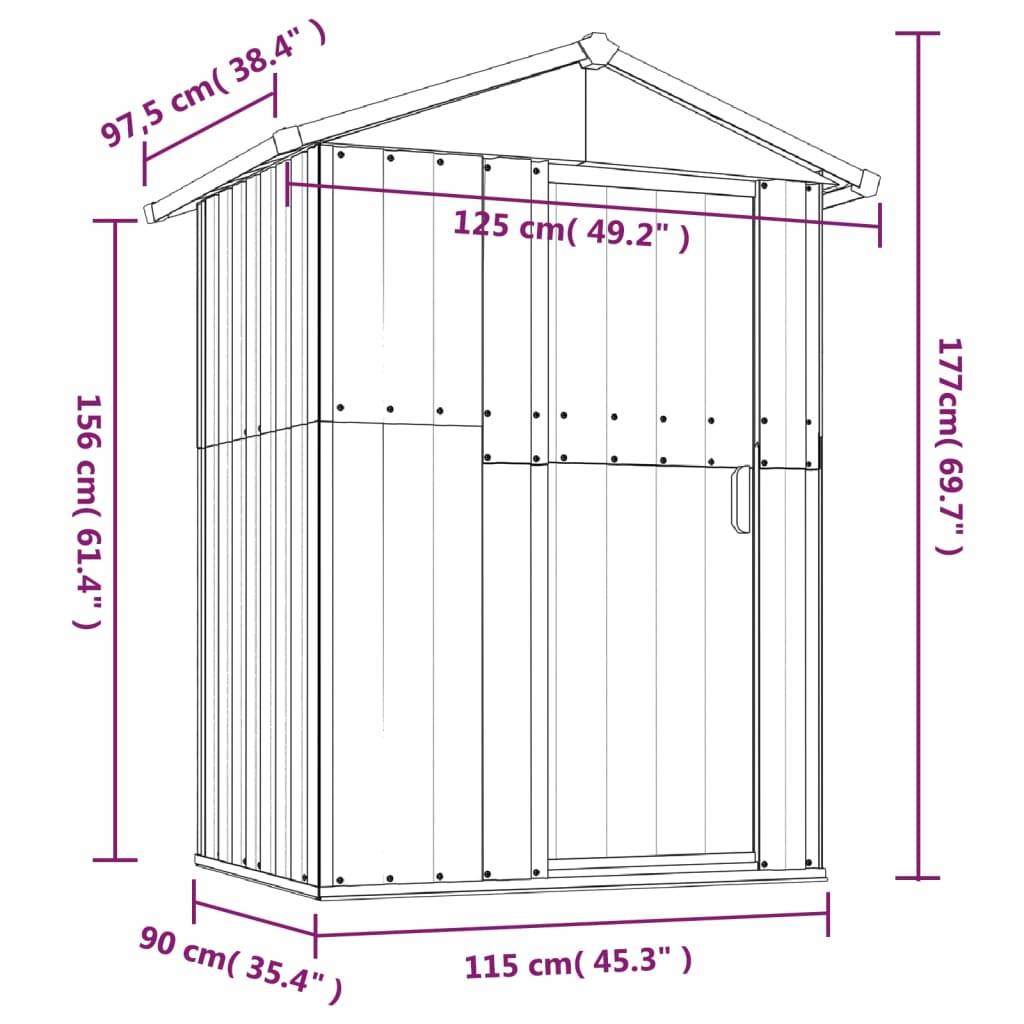 Vidaxl - Abri de jardin marron 126 x 97,5 x 177 cm en acier galvanisé vidaXL 316236 - Image 3