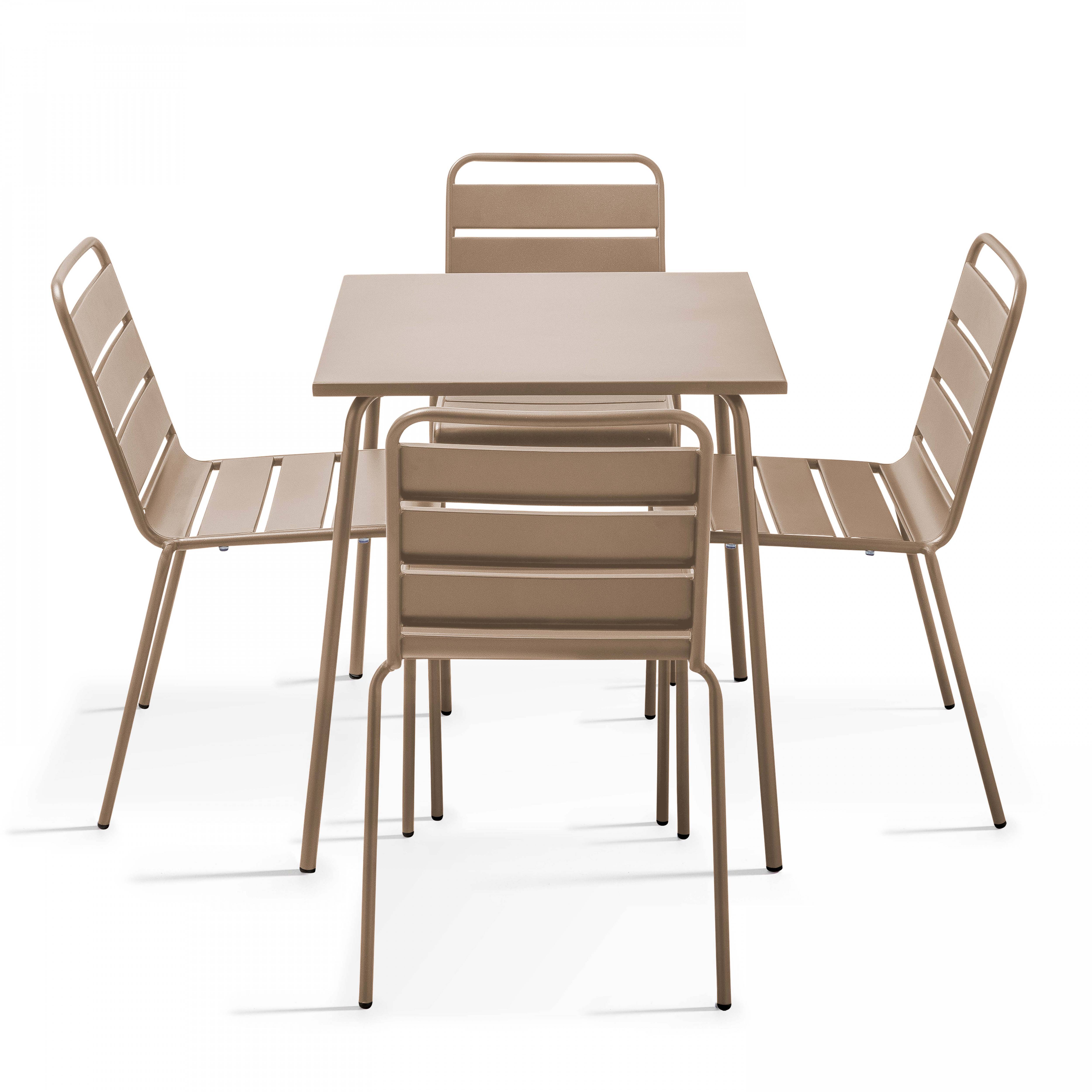 Oviala - Ensemble table de terrasse et 4 chaises en métal taupe Palavas - Oviala - Image 1
