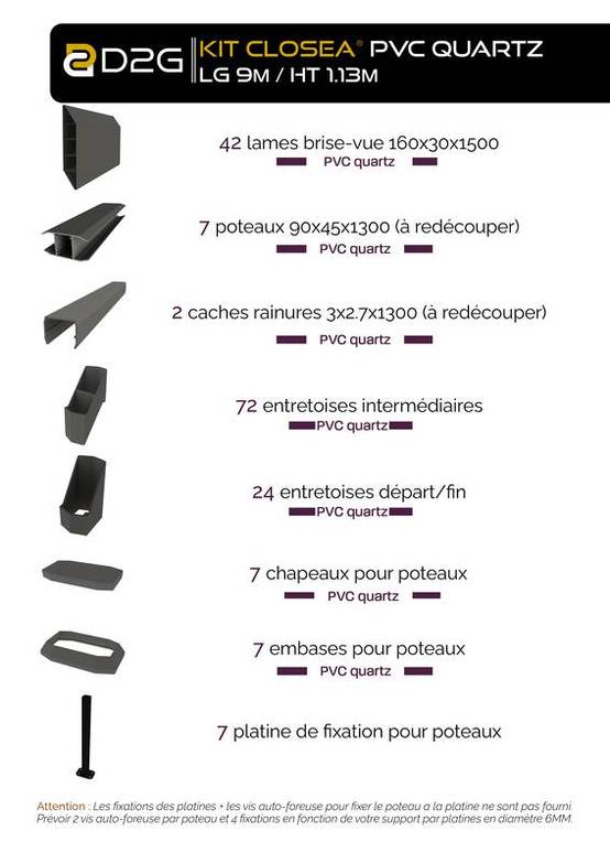 Closea - Kit cloture - Lame 16cm - PVC Quartz - LG: 9m x H: 1m13 Closea - Image 4