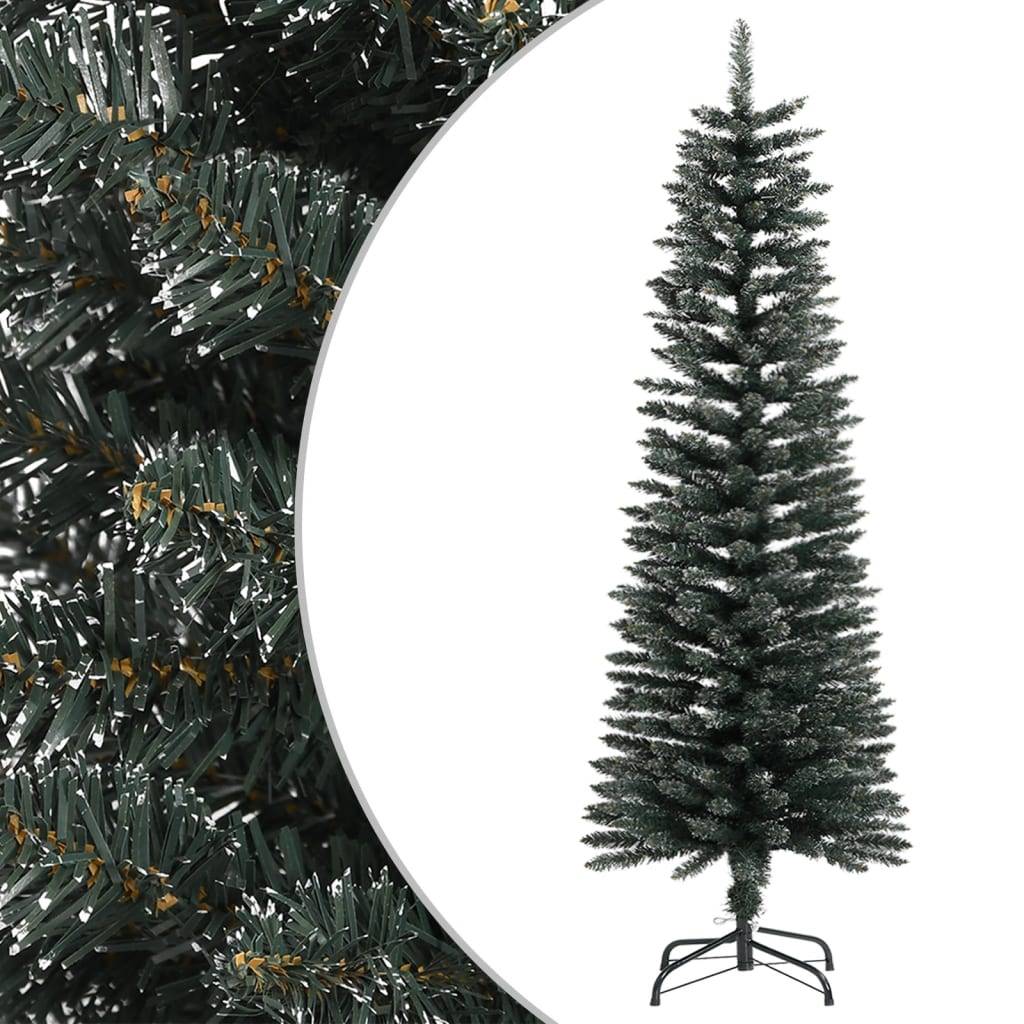 Sapin de Noël | Arbre de Noël artificiel mince avec support Vert 120 cm PVC Maison Chic - Image 2