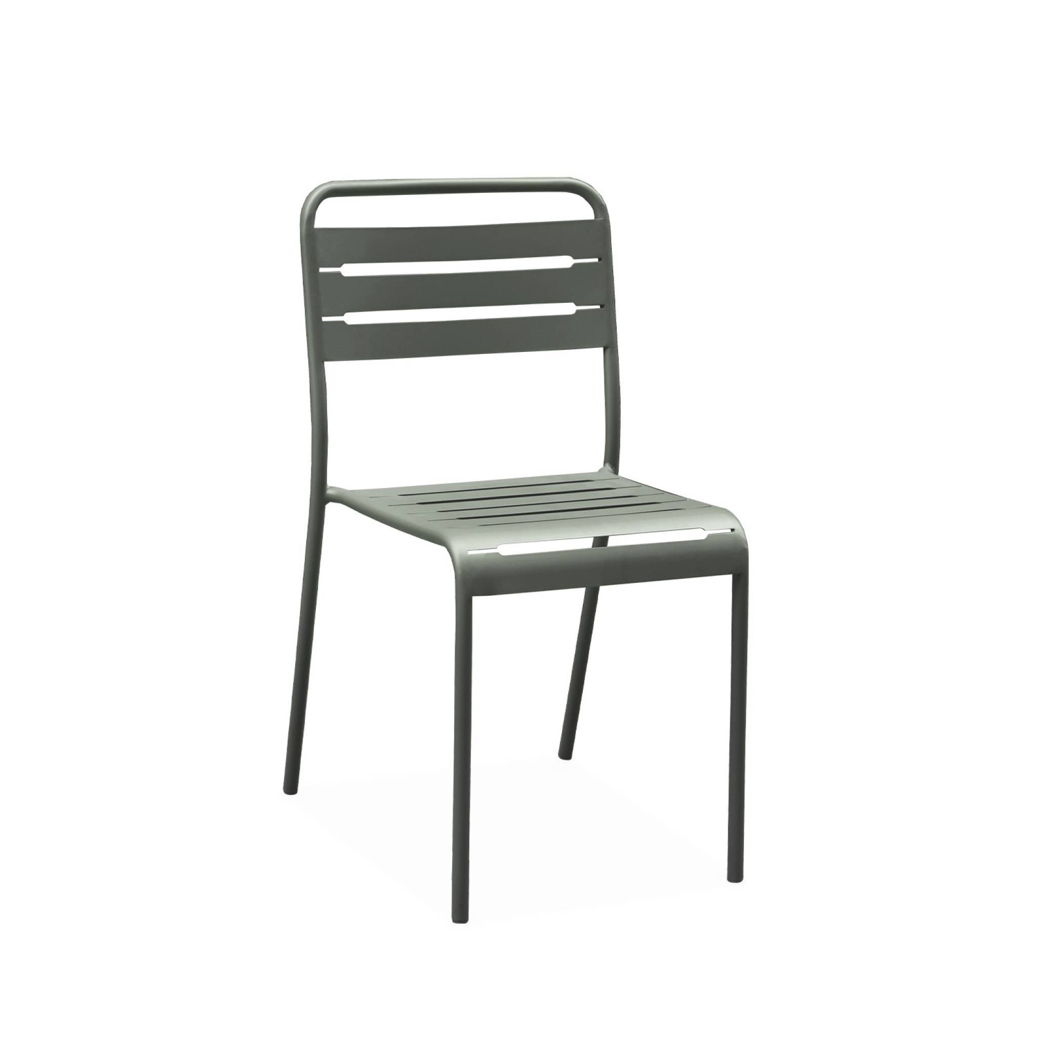 sweeek - Table de jardin métal + 8 assises kaki traitement antirouille. lattes et bords arrondis | sweeek - Image 5