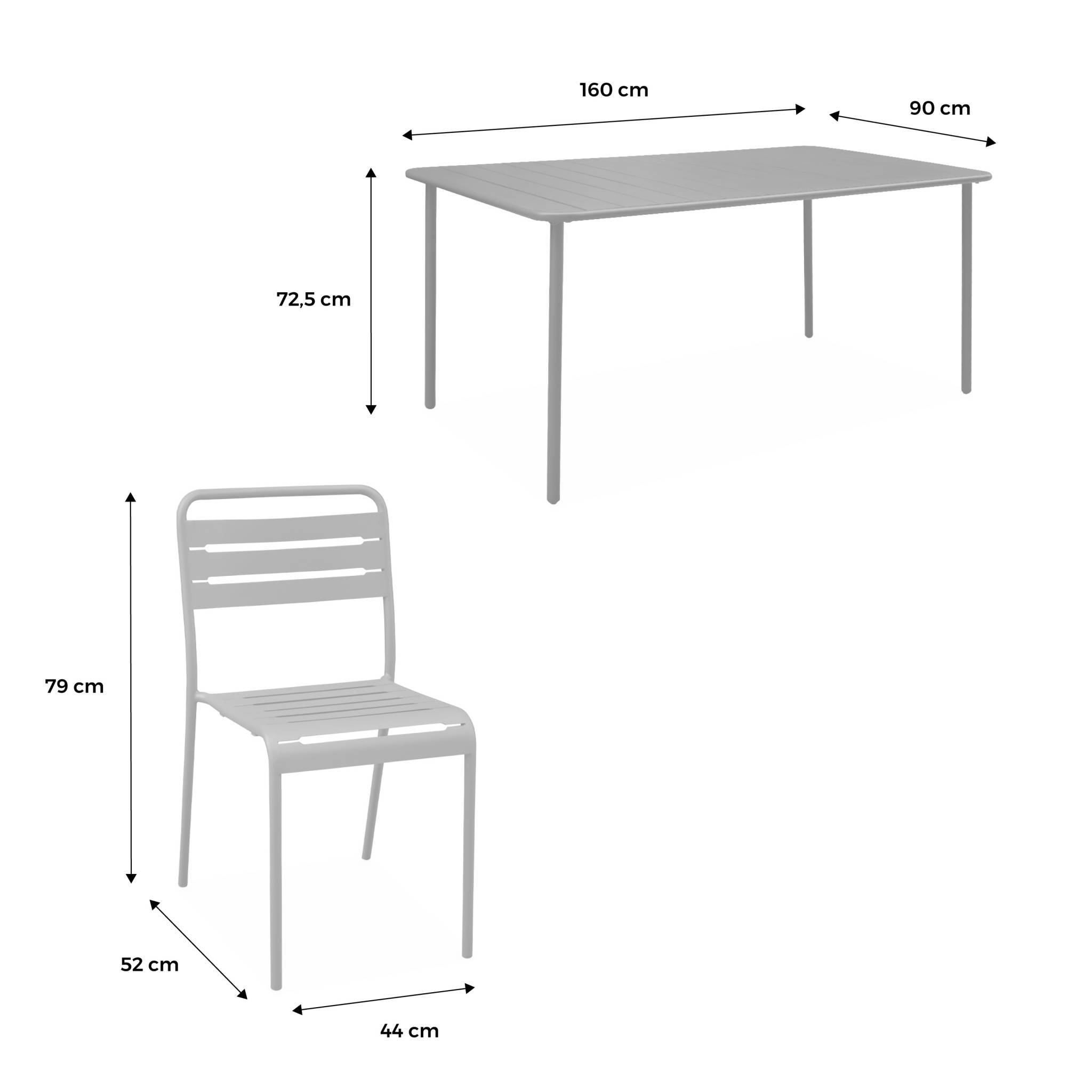 sweeek - Table de jardin métal + 8 assises kaki traitement antirouille. lattes et bords arrondis  | sweeek - Image 4