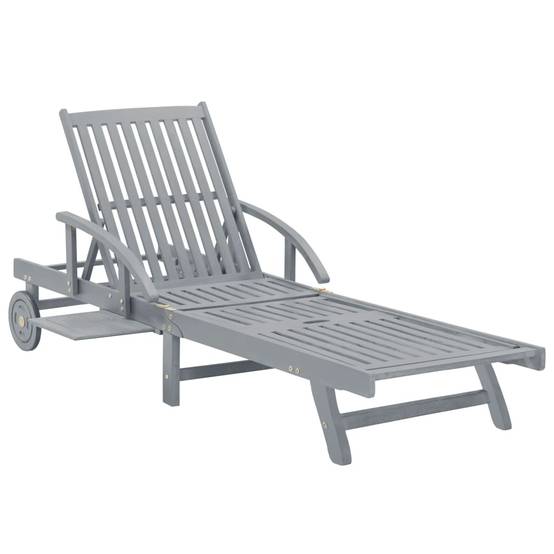 Bain de Soleil Piscine Acacia Massif Gris Roulettes Tablette Coussin Vert Vif – ComfortXL Outdoor Living - Image 5