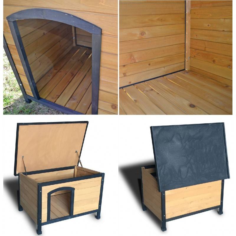 Niche Chien bois pin haute qualité avec toit pliant Carlo 226 XL 116 x 79x 82 cm - Image 3