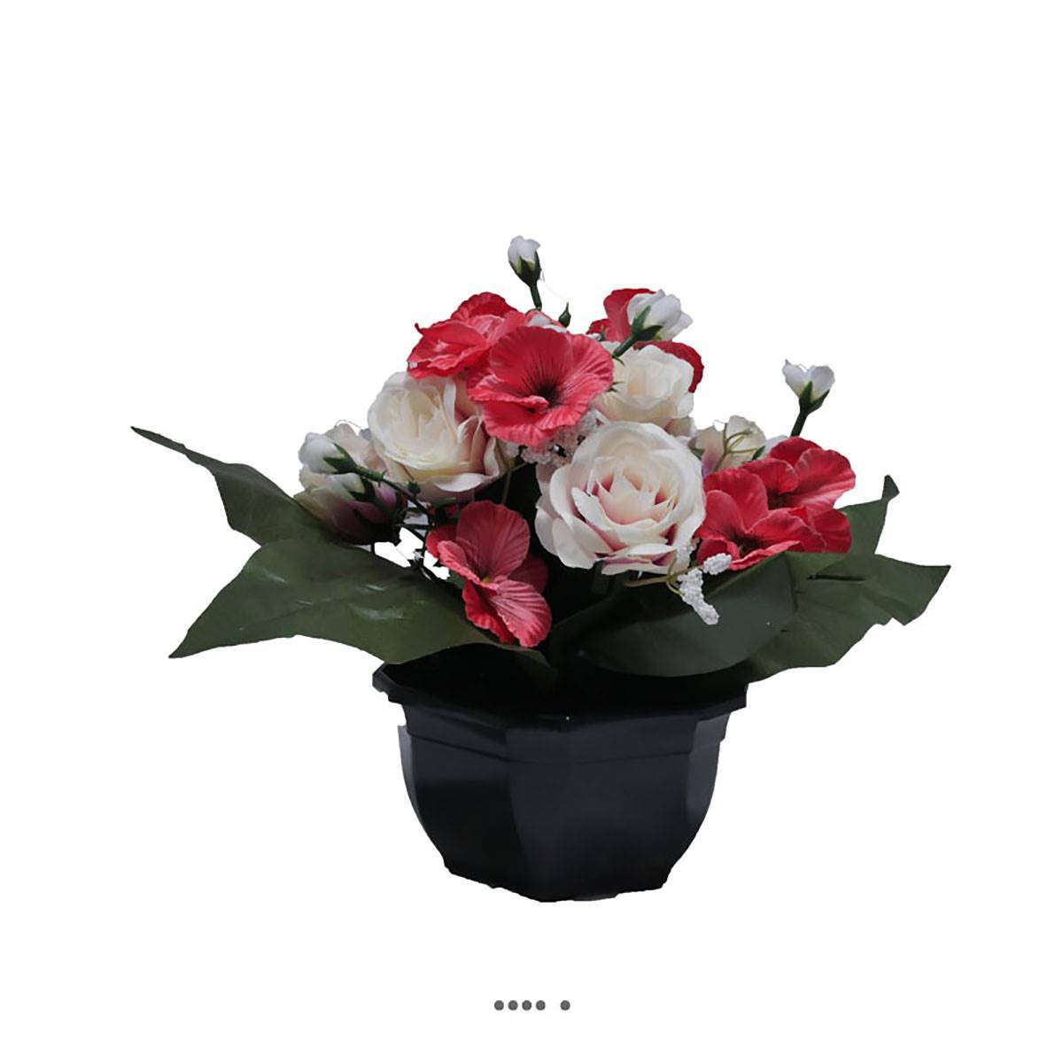 Artificielles - Fleurs artificielles cimetière roses, pensées et mini fleurs en coupe D 30 cm Rose soutenu - couleur: Rose soutenu - Image 1