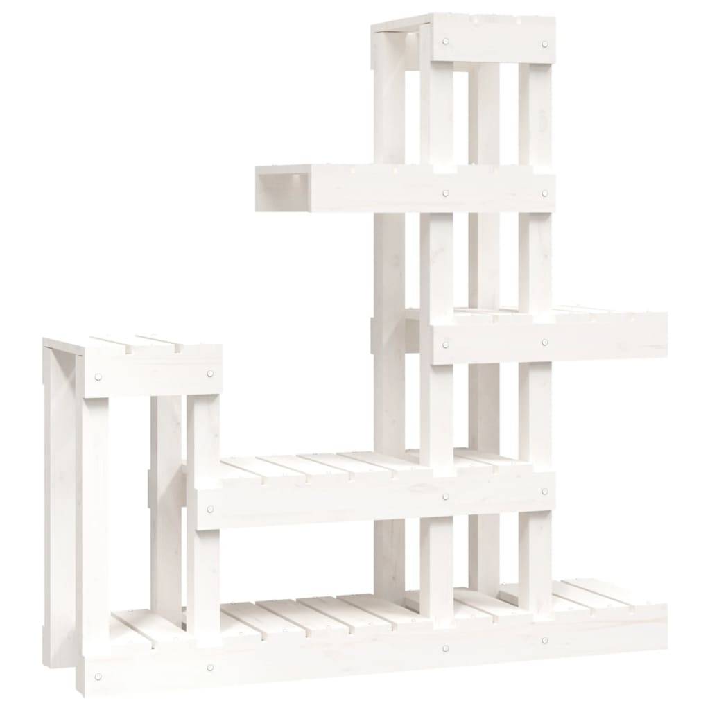 Support pour Plantes Blanc en Bois de Pin Étagère à 6 Niveaux pour Salon Balcon Blanc 97cm – ComfortXL Outdoor Living - Image 2