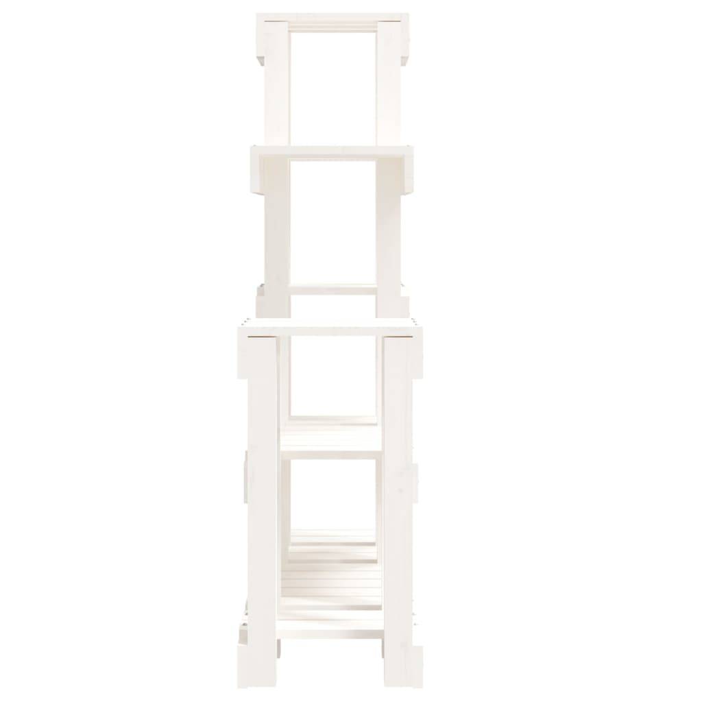 Support pour Plantes Blanc en Bois de Pin Étagère à 6 Niveaux pour Salon Balcon Blanc 97cm – ComfortXL Outdoor Living - Image 6