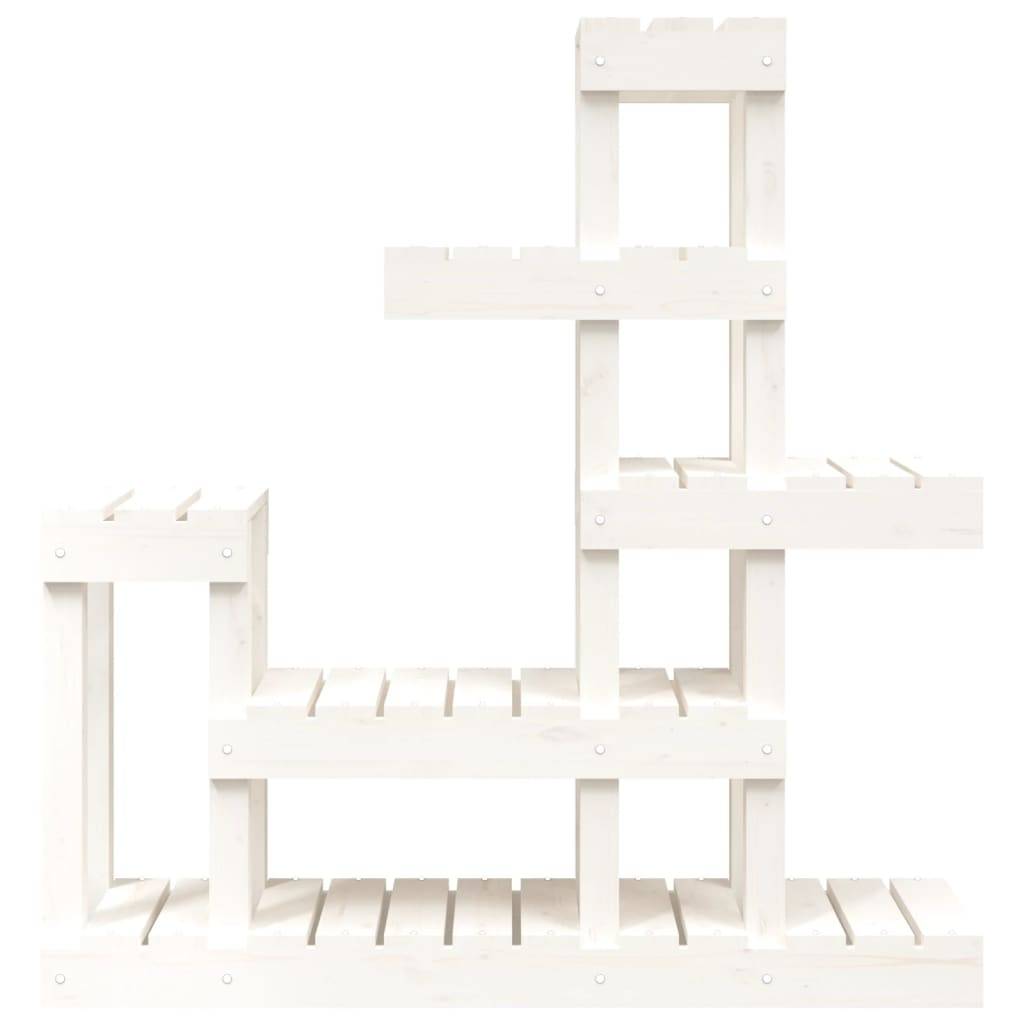 Support pour Plantes Blanc en Bois de Pin Étagère à 6 Niveaux pour Salon Balcon Blanc 97cm – ComfortXL Outdoor Living - Image 5