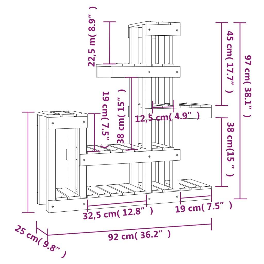 Support pour Plantes Blanc en Bois de Pin Étagère à 6 Niveaux pour Salon Balcon Blanc 97cm – ComfortXL Outdoor Living - Image 8