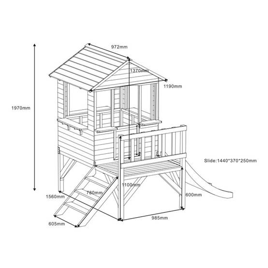 Maisonnette sur pilotis bois massif naturel avec toboggan blanc 118cm Abracadaprout - Image 4