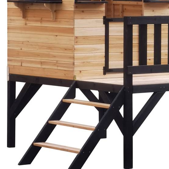 Maisonnette sur pilotis bois massif naturel avec toboggan blanc 118cm Abracadaprout - Image 5