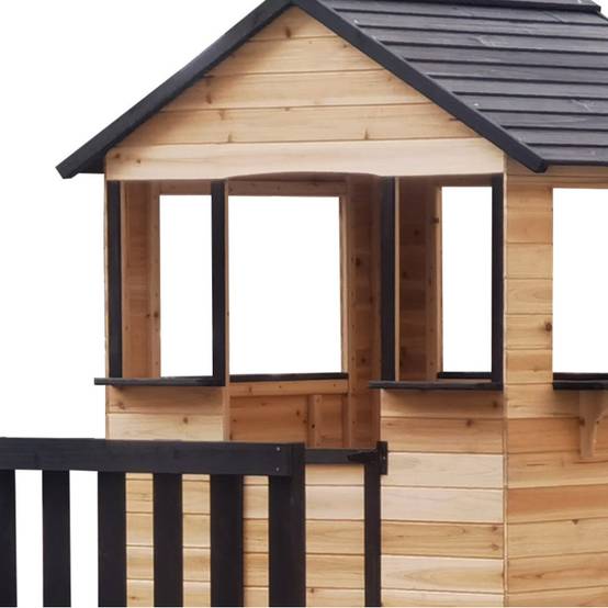 Maisonnette sur pilotis bois massif naturel avec toboggan blanc 118cm Abracadaprout - Image 6