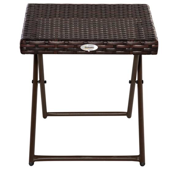 ComfortXL - Table basse pliante jardin résine tressée acier balcon gain de place 40x40x40cm marron - ComfortXL Outdoor Living - Image 2