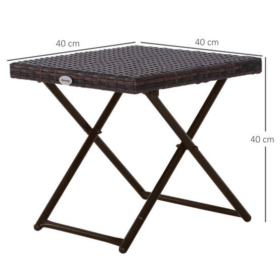 ComfortXL - Table basse pliante jardin résine tressée acier balcon gain de place 40x40x40cm marron - ComfortXL Outdoor Living - Image 5
